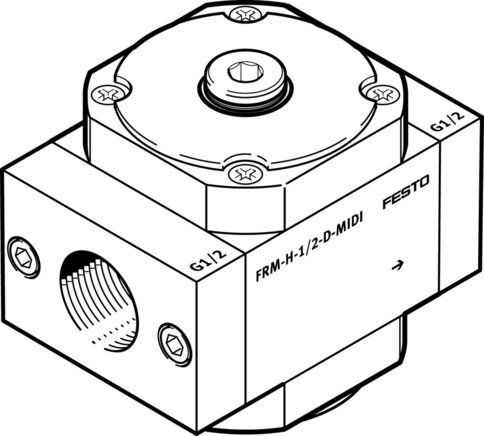 Principskitse: FRM-H-1/8-D-MINI (162788)   &   FRM-H-1/4-D-MINI (162789)   &   FRM-H-1-D-MAXI (162795)  & ...