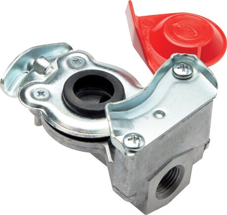 Príklady vyobrazení: Spojovací hlavice pro vzduchové brzdy, pažba (cervená) pro prívesy, DIN 74342