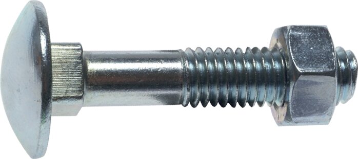 Zgleden uprizoritev: Truss-head screw DIN 603 / ISO 8677 (galvanised steel 3.6/4.6)