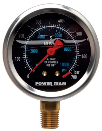 Principskitse: Glycerinmanometer, lodret (Power Team Type 9040 E)