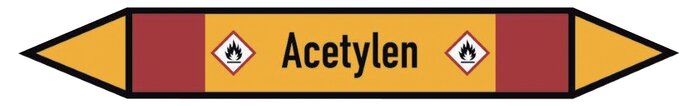 Illustrazione esemplare: Contrassegno per tubazione (doppia freccia), acetilene (GHS 02)
