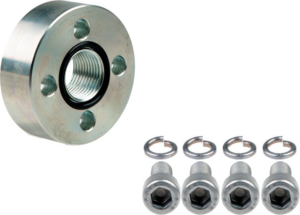 Voorbeeldig Afbeelding: Rechte flensschroefkoppeling, vierkante pompenflens (binnenschroefdraad)