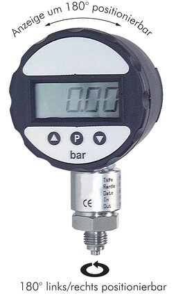 Exemplary representation: Digital pressure gauge, can be positioned 180° left/right