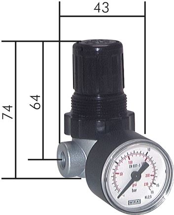 Exemplary representation: Pressure regulator, pre-pressure dependent - Mini