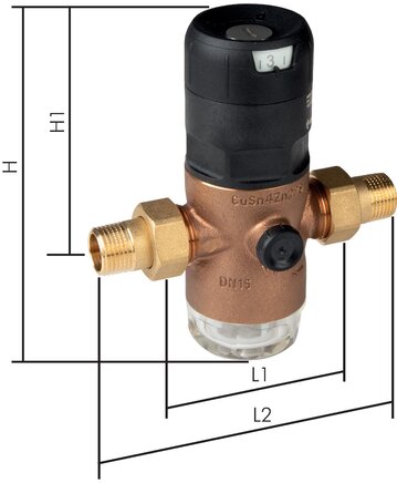 Illustrazione esemplare: Riduttore di pressione del filtro per acqua potabile e azoto (bronzo duro)