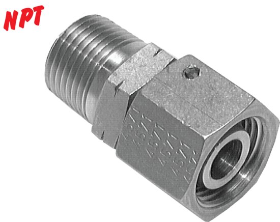 Zgleden uprizoritev: Adjustable screw-in fitting with pipe socket, metric, galvanised steel