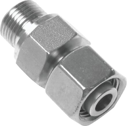 Exemplary representation: Adjustable screw-in fitting with pipe socket, G-thread, 1.4571