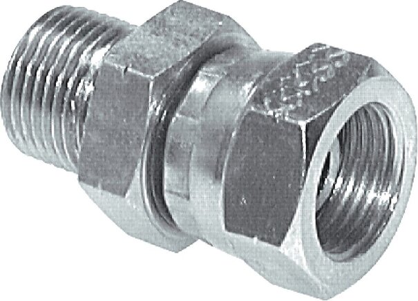 Principskitse: Reduktionsforskruning med G-gevind (60° universal pakningskegle, indvendig), galvaniseret stål