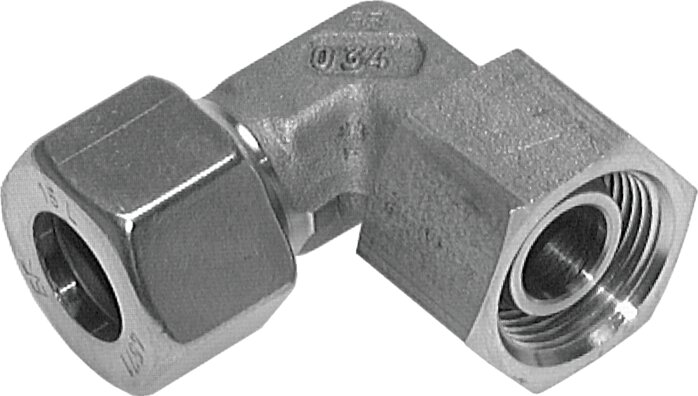 Exemplarische Darstellung: Einstellbare Winkel-Anschlussverschraubung mit Dichtkegel & O-Ring, 1.4571