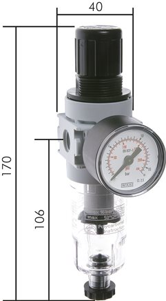 Principskitse: Filtertrykreduktionsventiler til vand og luft – Multifix-serie 0