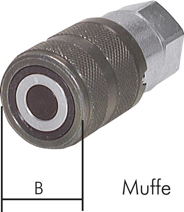 Exemplary representation: Flat-face couplings with female thread, sleeve, galvanised steel