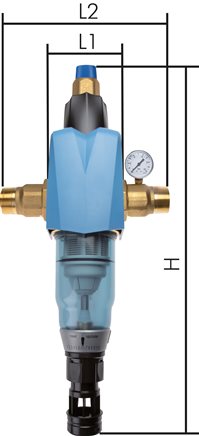 Exemplary representation: Backwash filter/pressure reducer for drinking water, R 1 1/2" & R 2"