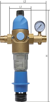 Zgleden uprizoritev: Backwash filter/pressure reducer for drinking water, R 3/4" to R 1 1/4"