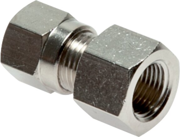 Zgleden uprizoritev: Straight screw-on fitting, with female thread, nickel-plated brass
