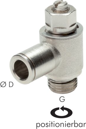 Exemplary representation: Throttle check valve with push-in connection, nickel-plated brass