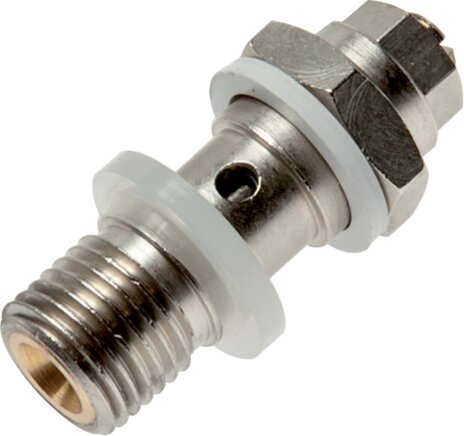 Exemplary representation: Hollow screw throttle check valve with slotted screw and lock nut
