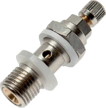 Exemplary representation: Hollow screw throttle check valve with knurled screw and lock nut