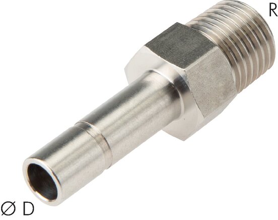 Wzorowy interpretacja: Zlacze wtykowe tulei wkrecanej z gwintem stozkowym, stal nierdzewna