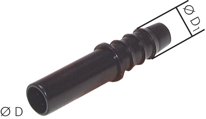 Zgleden uprizoritev: Push-in nipple with hose nozzle for PVC hose