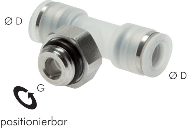 Zgleden uprizoritev: TE push-in fitting with cylindrical stainless steel thread