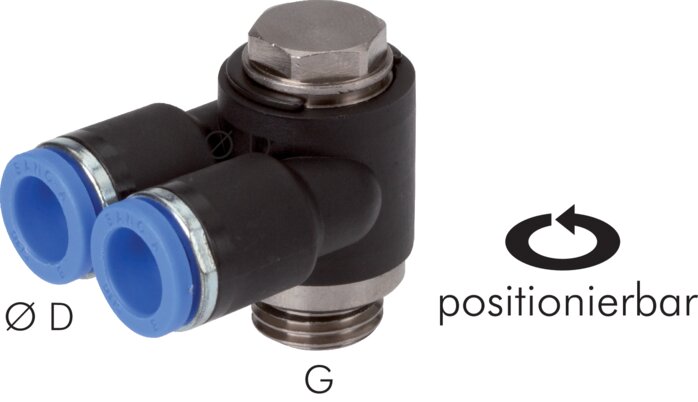 Exemplary representation: Y-push-in fittings with external hexagon and cylindrical thread