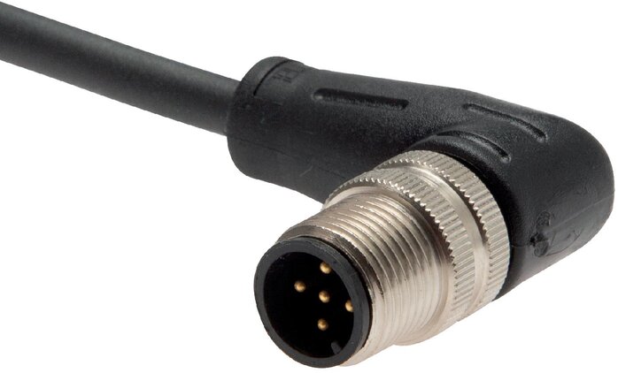 Exemplary representation: Connecting cable, A-coded, M 12 plug angled