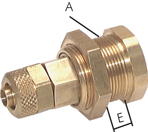 Zgleden uprizoritev: Breakaway coupling socket with union nut & bulkhead thread, brass