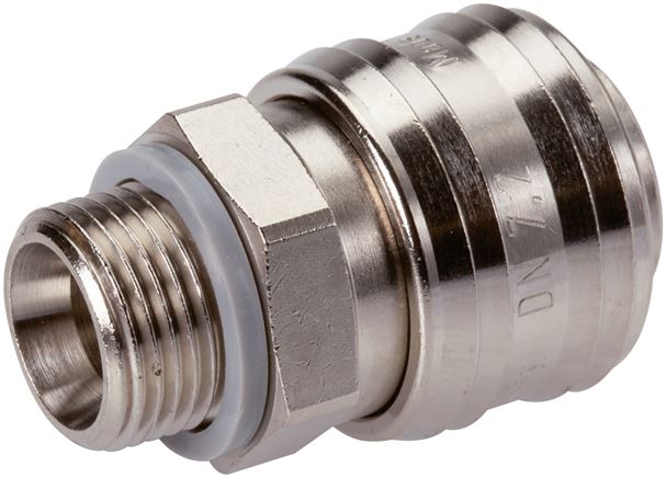 Exemplary representation: Coupling socket with male thread, nickel-plated brass
