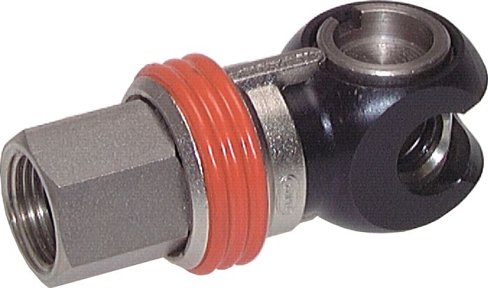 Zgleden uprizoritev: Swivelling safety coupling socket with female thread