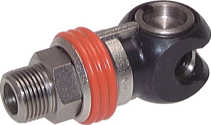 Zgleden uprizoritev: Swivelling safety coupling socket with male thread