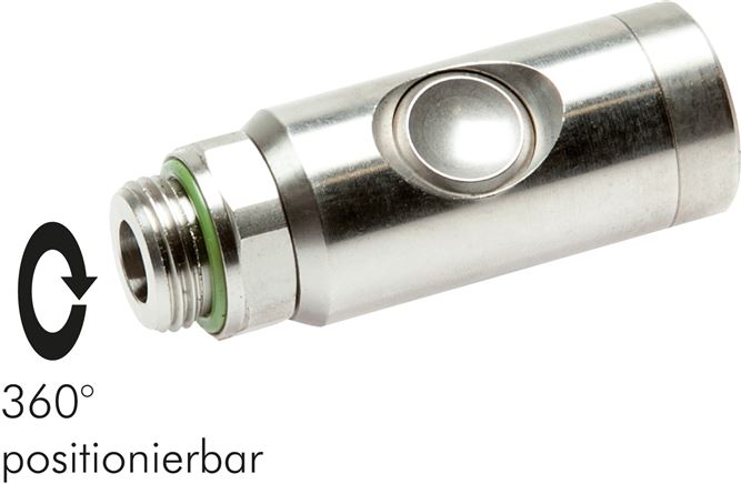 Exemplary representation: Safety push-button coupling with male thread, stainless steel