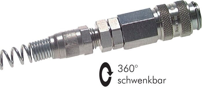 Exemplarische Darstellung: Kupplungsdose mit Überwurfmutter & Knickschutz, schwenkbar