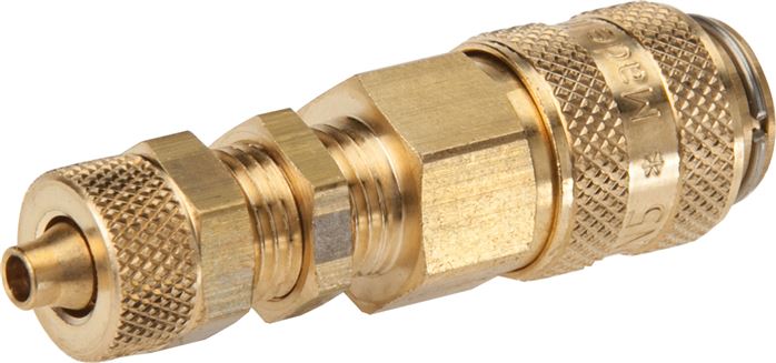 Zgleden uprizoritev: Coupling socket with union nut & bulkhead thread, brass