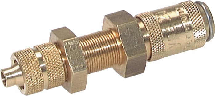 Zgleden uprizoritev: Coupling sockets with union nut & bulkhead thread, brass
