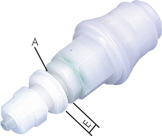Exemplarische Darstellung: Kupplungsdose mit Schlauchanschluss & Schottgewinde, PVDF