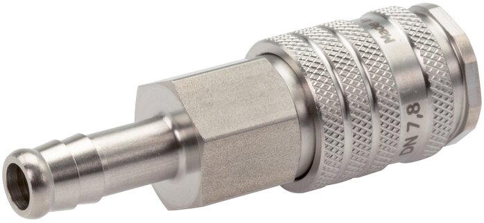 Exemplarische Darstellung: Kupplungsdose mit Schlauchtülle, Kugelverriegelung, 1.4305