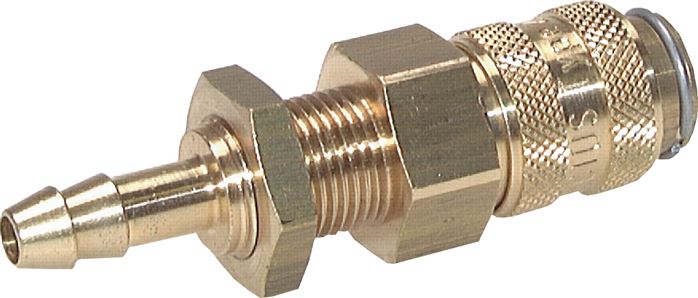 Zgleden uprizoritev: Coupling socket with grommet & bulkhead thread, brass