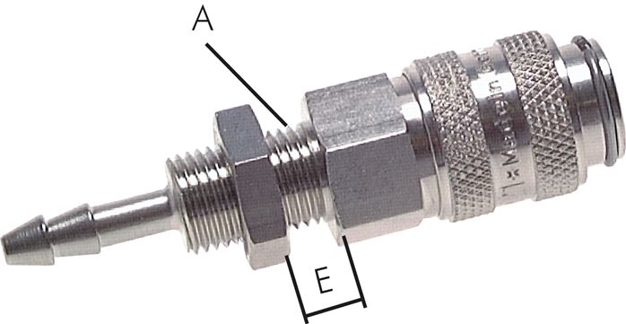 Zgleden uprizoritev: Coupling socket with grommet & bulkhead thread, nickel-plated brass