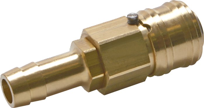 Zgleden uprizoritev: Coupling socket with locking mechanism to prevent unintentional uncoupling, with grommet and locking mechanism, brass