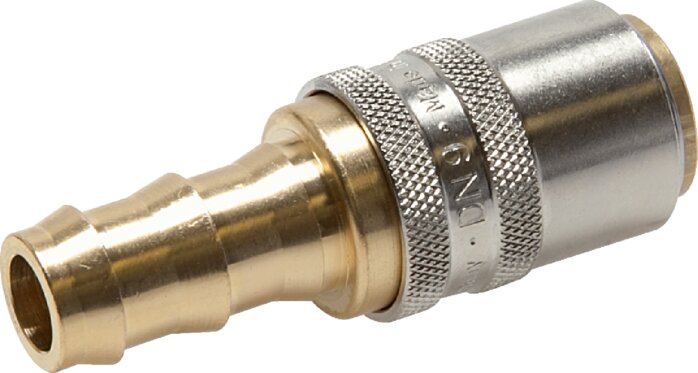 Exemplary representation: Coupling socket, straight grommet with release catch, brass
