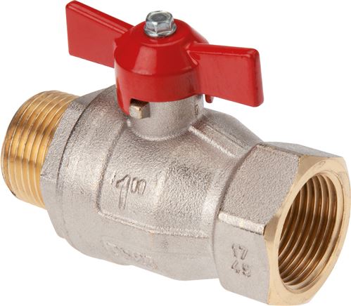 Exemplary representation: Screw-in ball valve 2-part, full bore, toggle handle