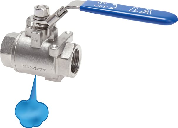 Zgleden uprizoritev: Stainless steel ball valve, 2-part, with forced venting (enclosed)