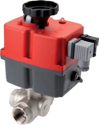 Exemplary representation: Stainless steel 3-way ball valve with electric quarter-turn actuator