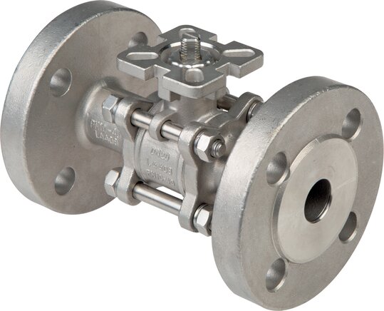 Voorbeeldig Afbeelding: 3-delige roestvrijstalen flenskogelkraan met directe montageflens