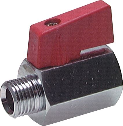 Zgleden uprizoritev: Mini ball valve with internal & male thread, toggle handle