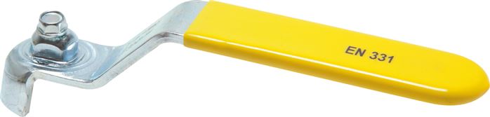 Exemplary representation: Combination handle for ball valve, flat steel, yellow