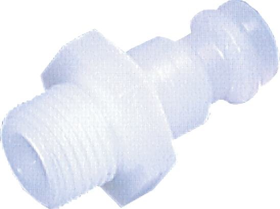 Príklady vyobrazení: Spojovací zástrcka se závitovým pripojením, PVDF