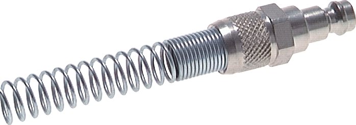 Exemplary representation: Coupling plug with union nut & bend protection, nickel-plated brass