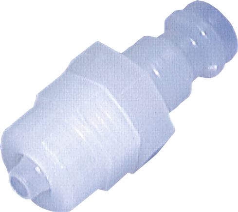 Illustrazione esemplare: Spine di accoppiamento con raccordo per tubo flessibile e filettatura a barriera, PVDF