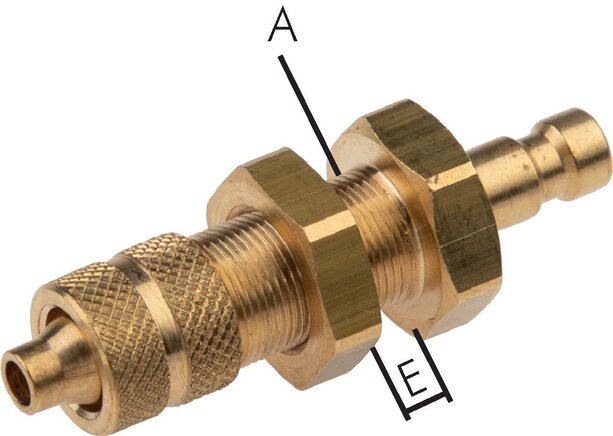 Zgleden uprizoritev: Coupling plug with union nut & bulkhead thread, brass